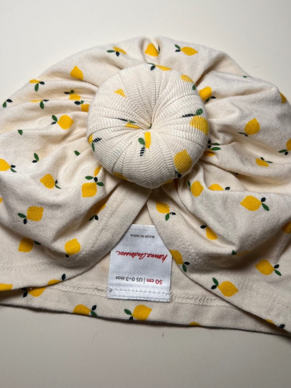 Hanna Andersson Bamboo Lemon Tunic Knot Hat Beanie Baby Toddler Fruitcore